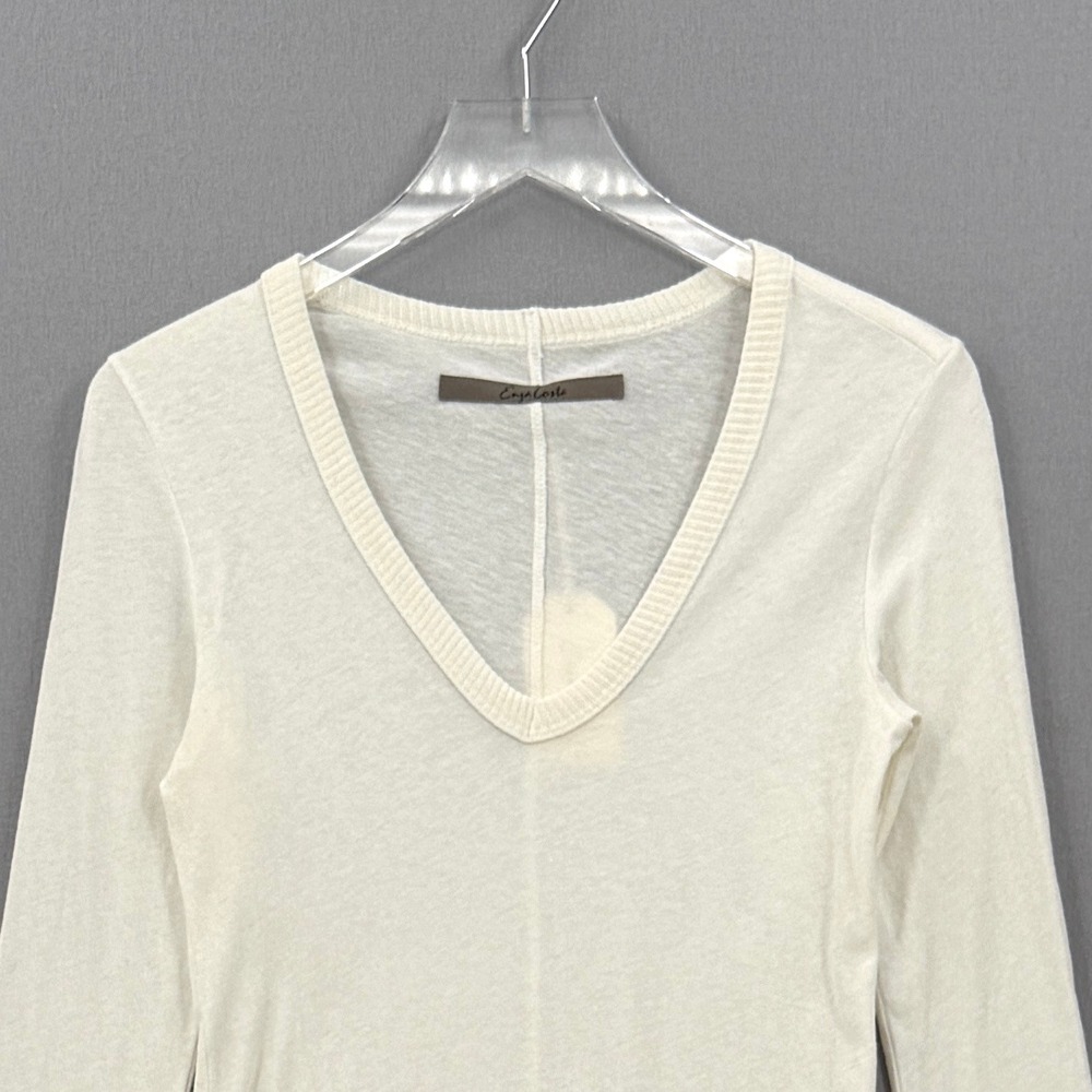 ENZA COSTA Cashmere Jersey New Classic V Neck Womens Small Cream Off White - Picture 5 of 12